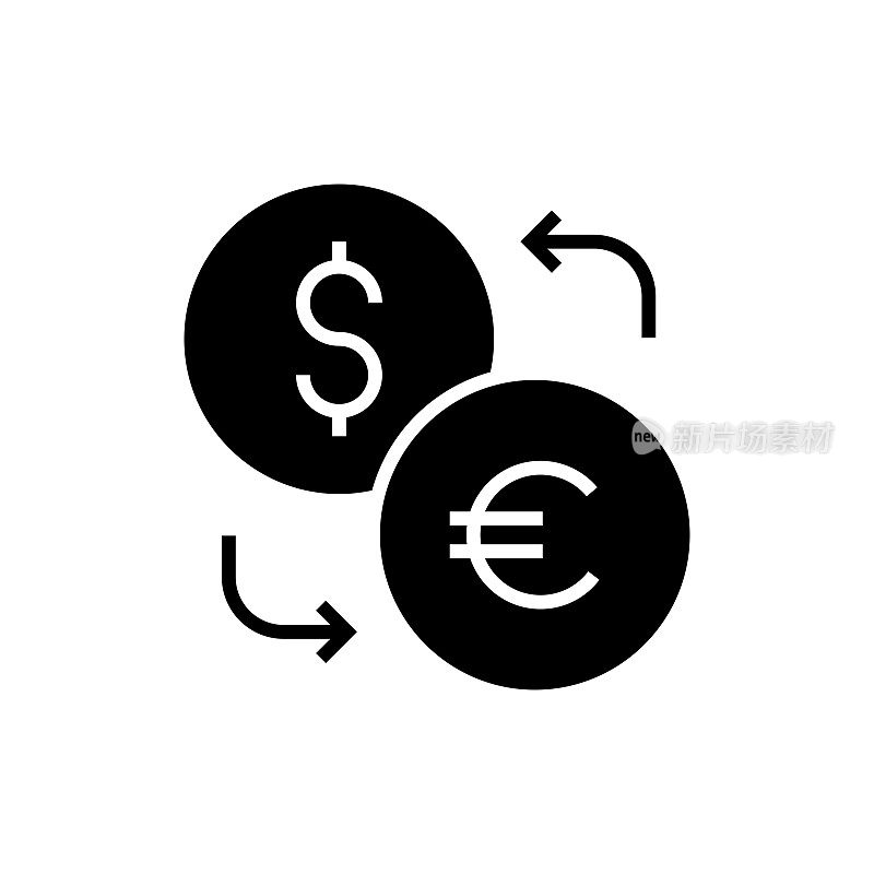 货币兑换图标坚实的风格。矢量图标设计元素的网页，移动应用程序，UI, UX设计